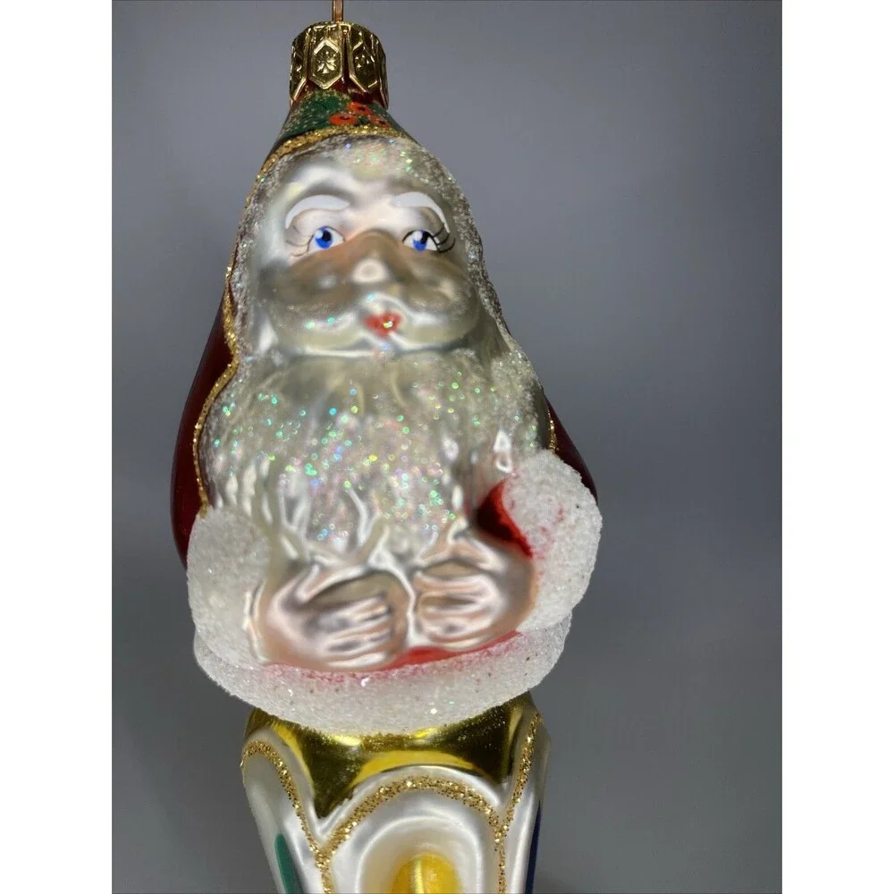 Kurt Adler Santa Icicle Polonaise Glass Christmas Drop Ornament by KOMOZJA
